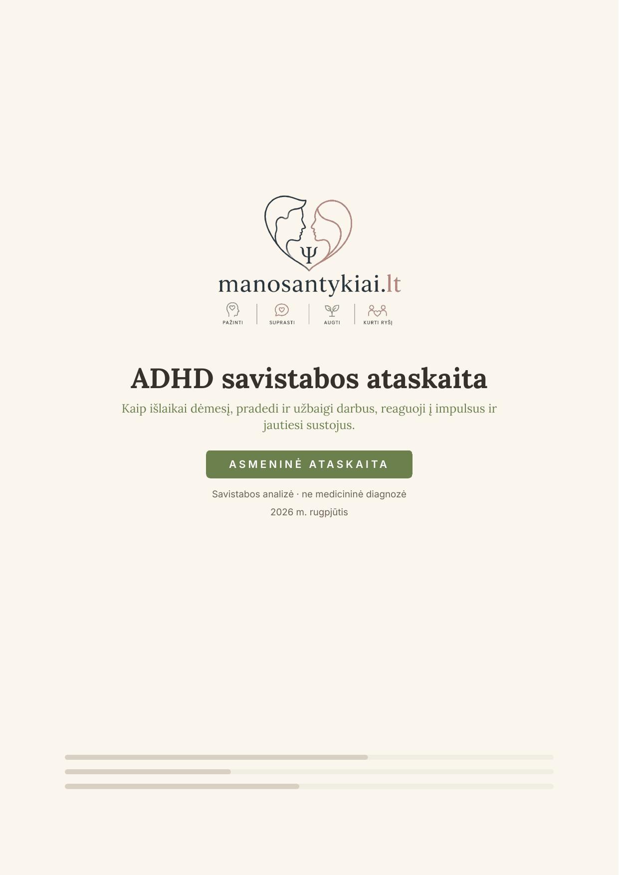 ADHD savistabos ataskaitos viršelis